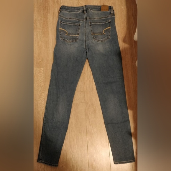 High Waisted Blue Denim Jeggings - Picture 2 of 4